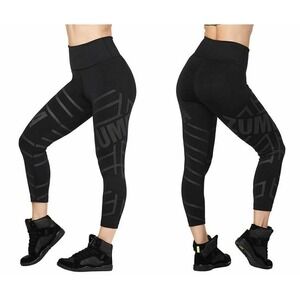Zumba Black "All That Glitters" High-Waisted Crop Activewear Leggings XS NWT